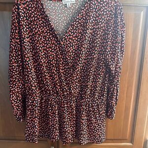 Ophelia Rose pull over blouse with cross over v neck peach orange